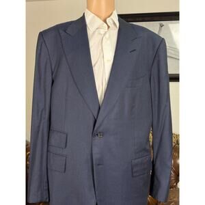 Tom Ford Navy Blue Peak Lapel blazer suit jacket 58IT 48R US Wool Textured EUC